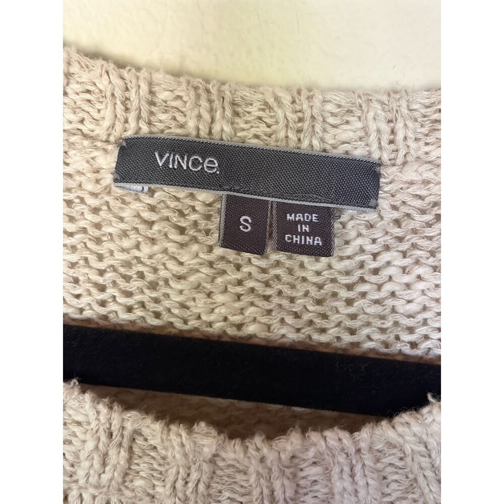 Vince Boxy Drop Shoulder Cotton Linen Sweater Oatmeal Cream Size Small - Picture 3 of 8
